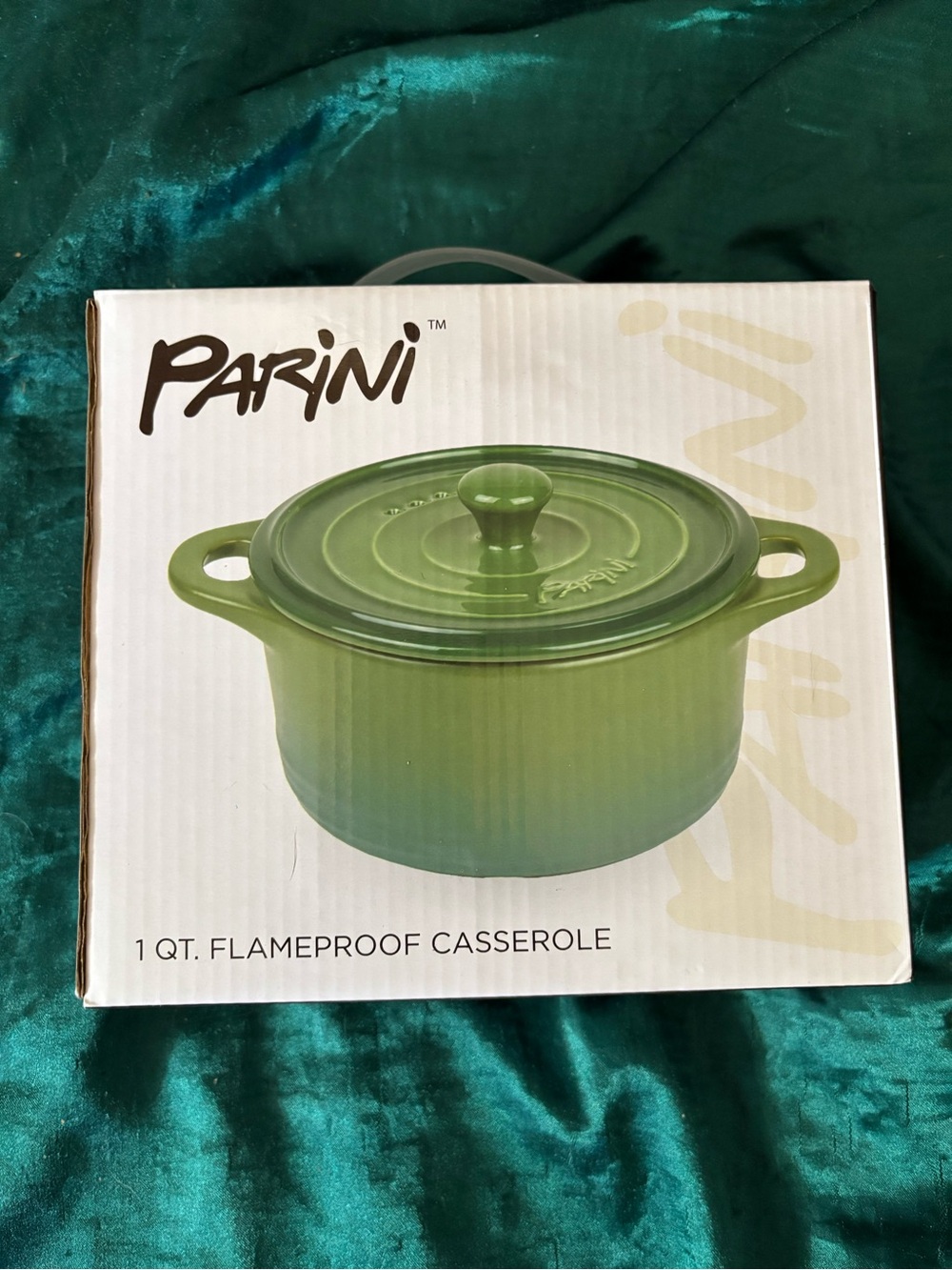 Parini 1 quart Casserole dish.   Green.  New